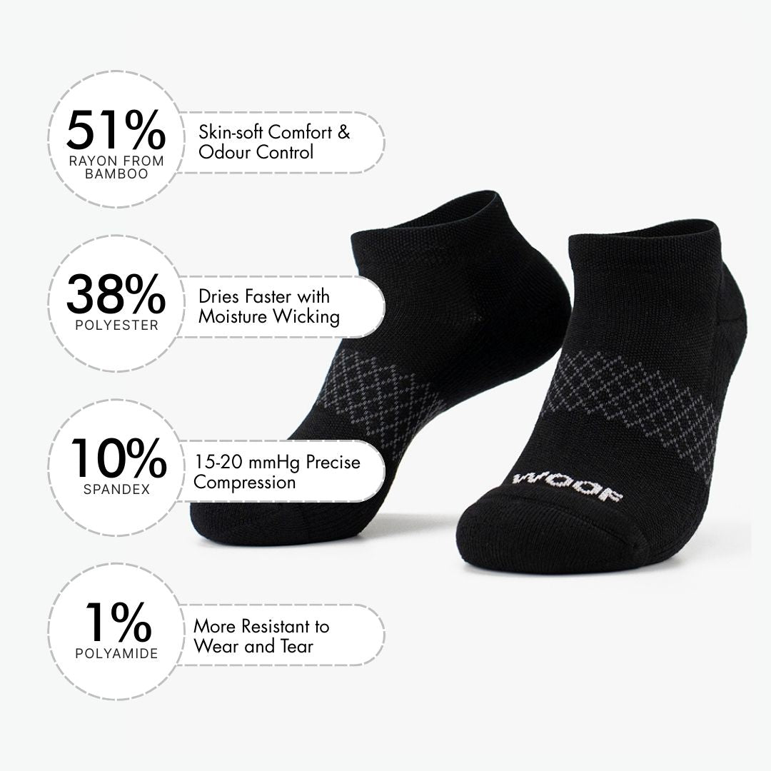 Black Bamboo Ankle Compression  Socks