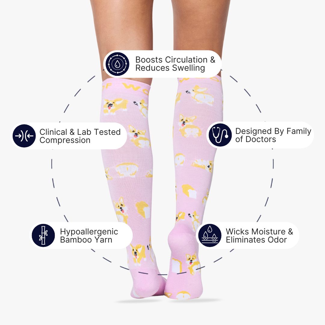 Loafing Corgis Bamboo Compression Socks