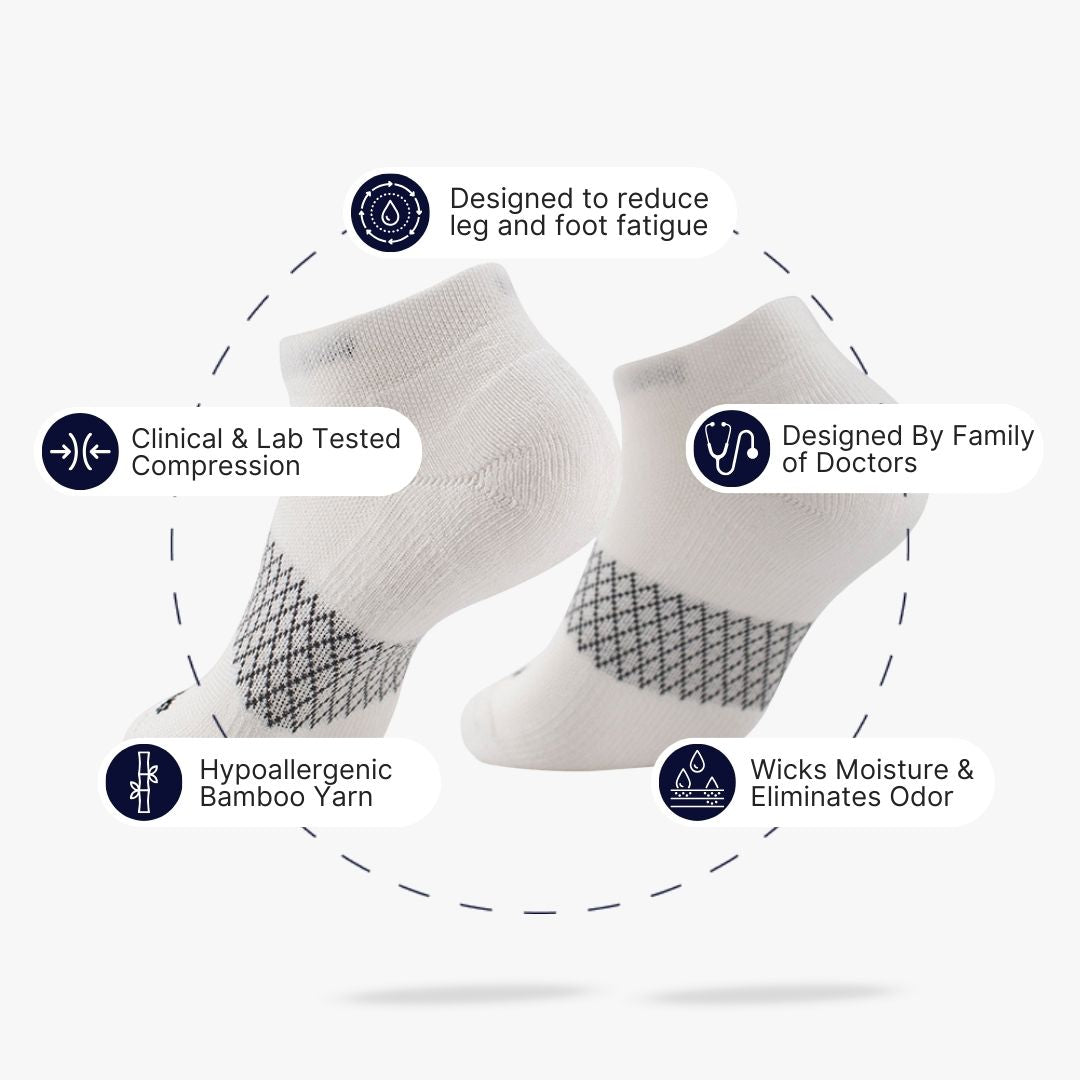 White Bamboo Ankle Compression Socks