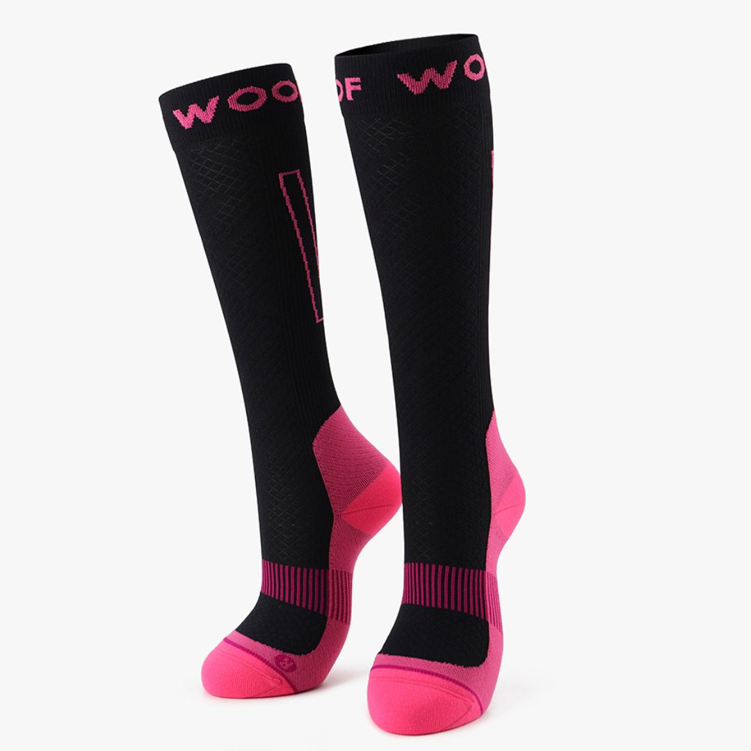Performance Compression Socks, Black and Fluro Pink